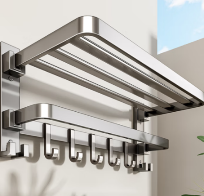 Picture of Stainless steel kitchen storage rack wall mounted non perforated seasoning and miscellaneous storage rack basket, onion, ginger, garlic storage box