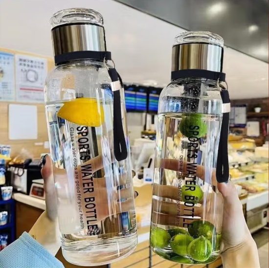 Picture of Large capacity thick glass cup, portable ton cup, tea water separation with cup cover, tea water cup