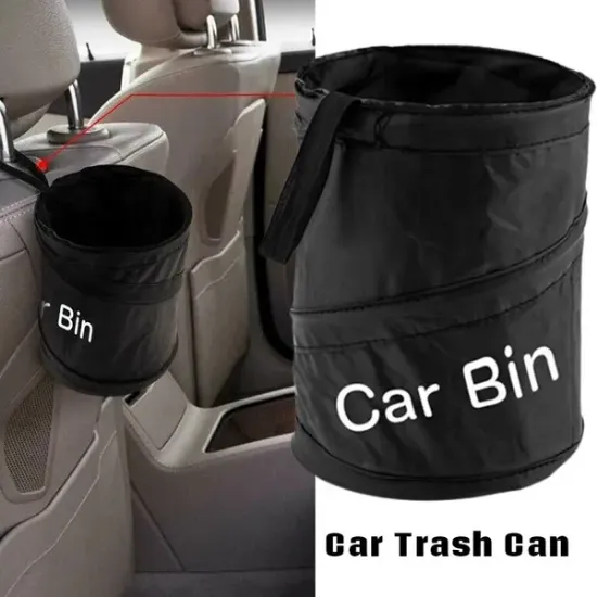 Picture of Universal Traveling Portable Car Trash Can Black Leak Proof Trash Can for Garbage To Organize Car